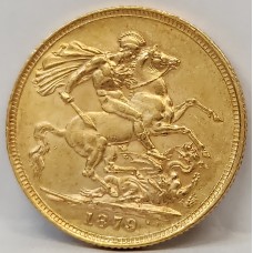 AUSTRALIA 1879 . ONE 1 SOVEREIGN . SYDNEY . GOLD